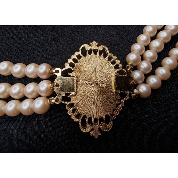 Rare Find Vintage Richelieu Triple-Strand Faux Pearl Necklace - Picture 6 of 6